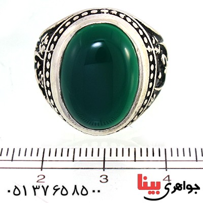 انگشتر عقیق سبز مردانه یا رضا و یا حسین (ع) _کد:10498