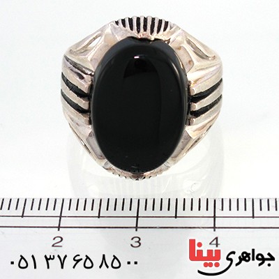 انگشتر عقیق سیاه (اونیکس) مردانه درشت چهار چنگ _کد:10502