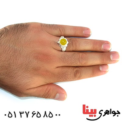 انگشتر عقیق شرف الشمس مردانه مدل دست و دلبر _کد:10519