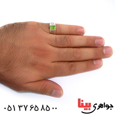 انگشتر زبرجد مستطیلی مردانه کلاسیک شیار دار _کد:10522