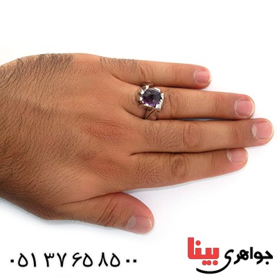 انگشتر آمتیست مردانه درشت مدل دور اشکی _کد:1484