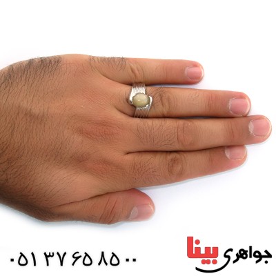 انگشتر اوپال هفت رنگ مردانه خوشرنگ _کد:10693