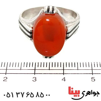 انگشتر عقیق یمنی مردانه چهار چنگ _کد:10768