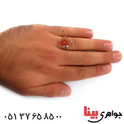 انگشتر عقیق یمنی مردانه چهار چنگ _کد:10768