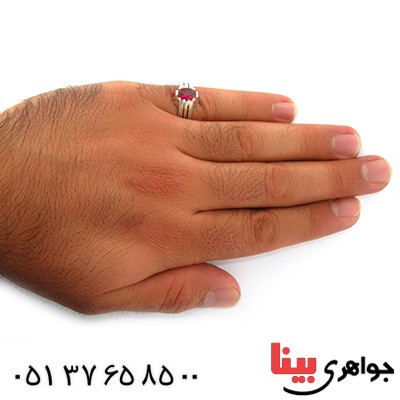 انگشتر یاقوت سرخ مردانه مدل کلاسیک شیاردار _کد:10773