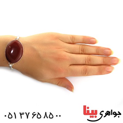 دستبند عقیق قرمز سنگ درمانی درشت و سنگین _کد:10827