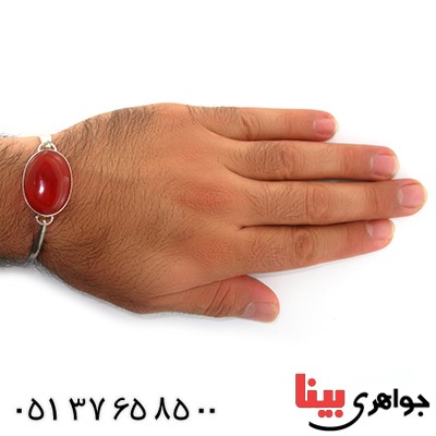 دستبند عقیق قرمز سنگ درمانی درشت _کد:10829