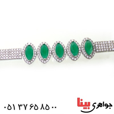دستبند جید سبز زنانه نگین دار مدل بیضی _کد:11014