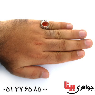 انگشتر عقیق یمنی مردانه مدل اسلیمی _کد:11100