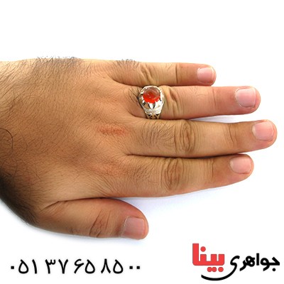 انگشتر عقیق یمنی شرف الشمس مردانه اسلیمی شکیل _کد:1579