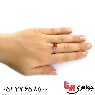 انگشتر عقیق یمنی زنانه رادیوم لوکس نگین دار _کد:11453