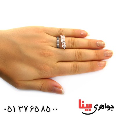 انگشتر نقره زنانه مدل خوشه طلایی _کد:11459