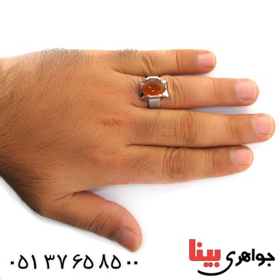 انگشتر عقیق یمنی مردانه درشت فاخر کج راه_کد:1654