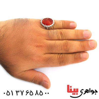 انگشتر عقیق یمنی مردانه درشت خوشرنگ بیضی _کد:1657