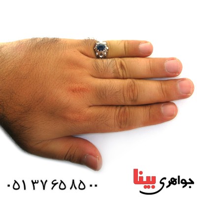انگشتر یاقوت کبود خوشرنگ اسلیمی _کد:11568