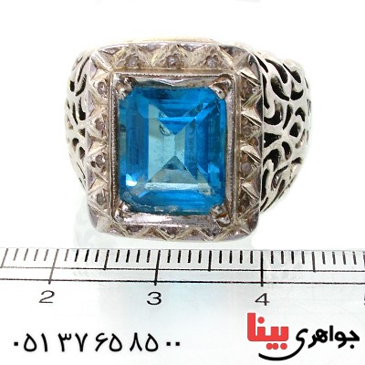 انگشتر توپاز شفاف مردانه فاخر دور الماس مجلسی _کد:1659