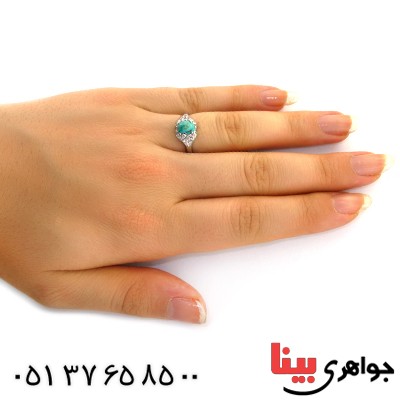 انگشتر فیروزه نیشابوری شجری زنانه رادیوم لوکس مدل ویانا _کد:11707