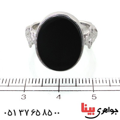 انگشتر عقیق سیاه (اونیکس) مردانه درشت طرح صفوی _کد:11803