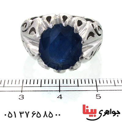 انگشتر یاقوت کبود مردانه درشت اسلیمی _کد:11813