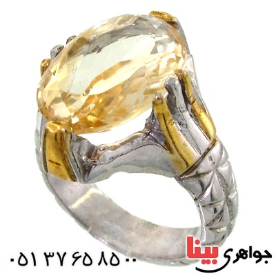 انگشتر سیترین مردانه درشت و خوشرنگ شیک _کد:11819