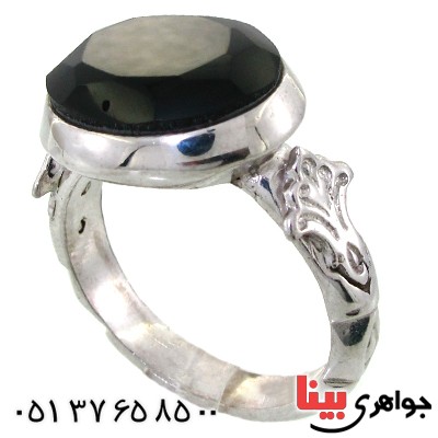 انگشتر عقیق سیاه (اونیکس) مردانه طرح صفوی _کد:11826