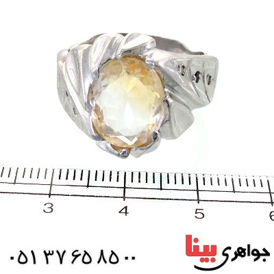 انگشتر سیترین مردانه درشت کنار الماس _کد:11831