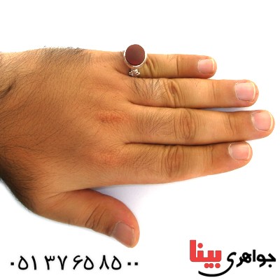 انگشتر عقیق خراسانی مردانه درشت مدل صفوی _کد:11836