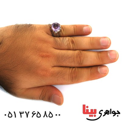انگشتر آمتیست مردانه درشت اسلیمی مرغوب _کد:11840