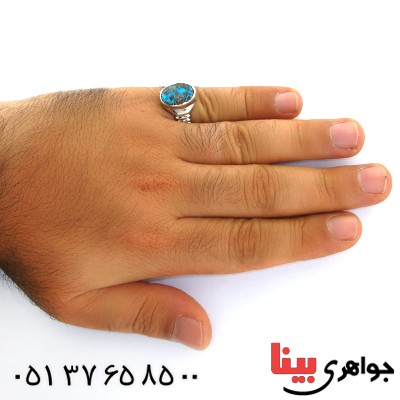انگشتر فیروزه نیشابوری شجری مردانه خطی _کد:11850