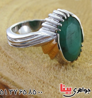 انگشتر زمرد زامبیا مردانه شیاردار _کد:11851