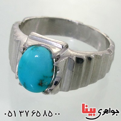 انگشتر فیروزه نیشابوری شجری مردانه مدل پله ای _کد:11852