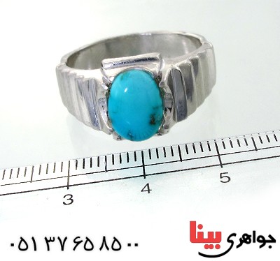 انگشتر فیروزه نیشابوری شجری مردانه مدل پله ای _کد:11852