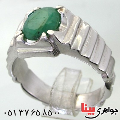 انگشتر زمرد زامبیا مردانه مدل پله ای _کد:11854