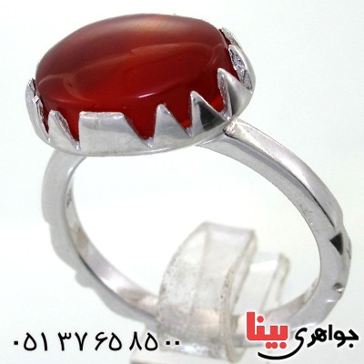 انگشتر عقیق یمنی بیضی دور چنگ _کد:11856