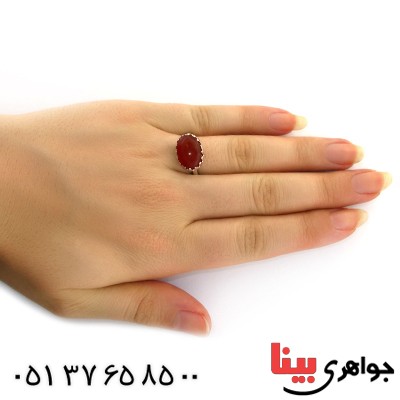 انگشتر عقیق یمنی بیضی دور چنگ _کد:11856