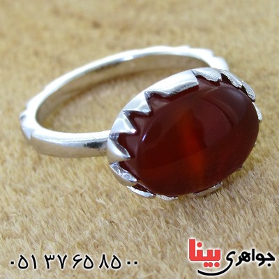 انگشتر عقیق یمنی بیضی دور چنگ _کد:11856