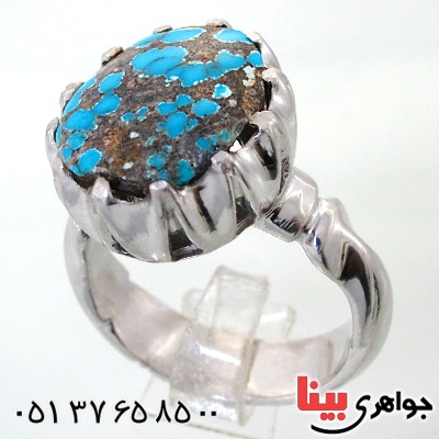 انگشتر فیروزه نیشابوری شجری مردانه درشت خاص _کد:11857