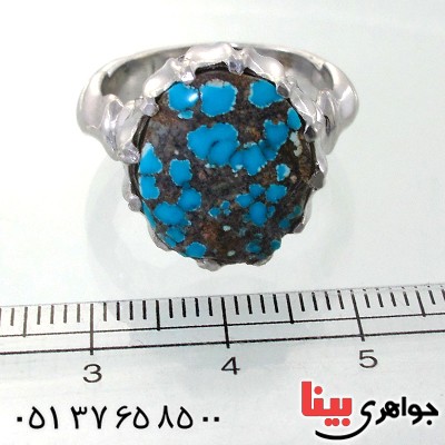 انگشتر فیروزه نیشابوری شجری مردانه درشت خاص _کد:11857