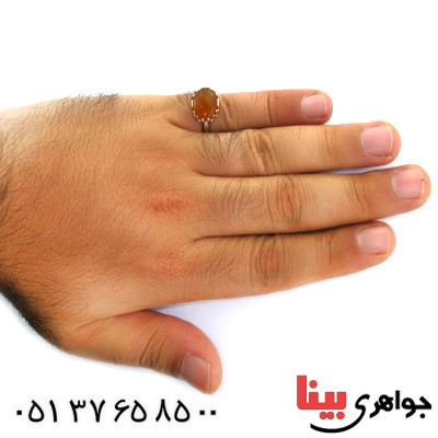 انگشتر عقیق یمنی بیضی دور چنگ _کد:11859