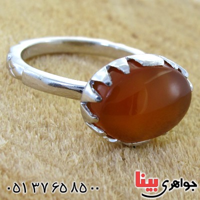 انگشتر عقیق یمنی بیضی دور چنگ _کد:11859
