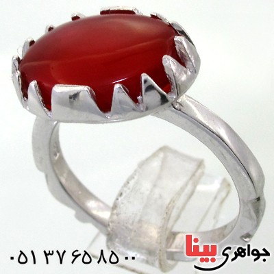 انگشتر عقیق یمنی بیضی دور چنگ _کد:11862