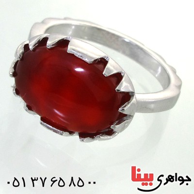 انگشتر عقیق یمنی بیضی دور چنگ _کد:11862