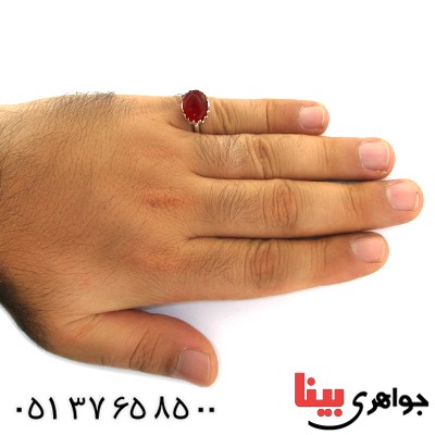 انگشتر عقیق یمنی بیضی دور چنگ _کد:11862