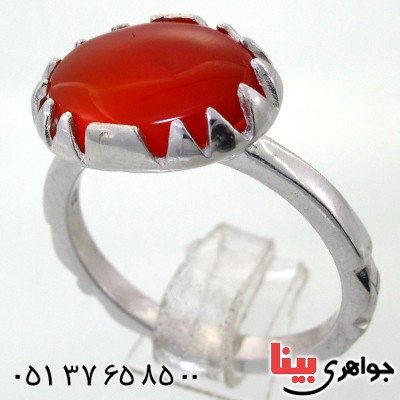 انگشتر عقیق یمنی بیضی دور چنگ _کد:11865