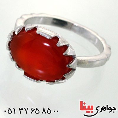 انگشتر عقیق یمنی بیضی دور چنگ _کد:11865