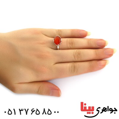 انگشتر عقیق یمنی بیضی دور چنگ _کد:11865