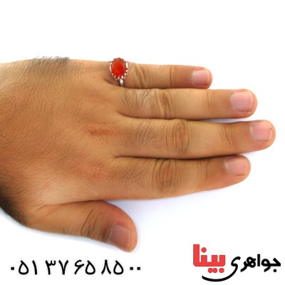 انگشتر عقیق یمنی بیضی دور چنگ _کد:11865