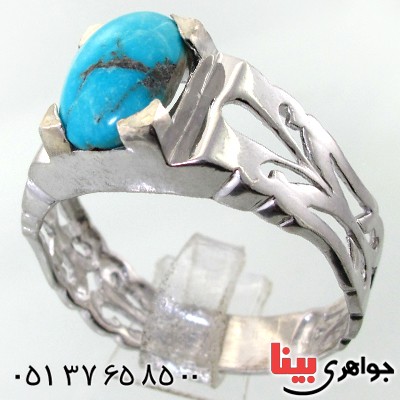 انگشتر فیروزه نیشابوری شجری مردانه اسلیمی _کد:11866
