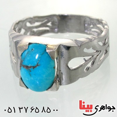 انگشتر فیروزه نیشابوری شجری مردانه اسلیمی _کد:11866