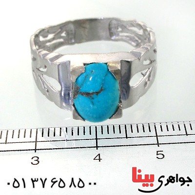 انگشتر فیروزه نیشابوری شجری مردانه اسلیمی _کد:11866